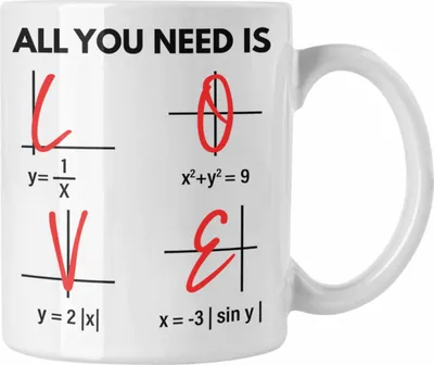 Produktbild von Trendation - Lustige Tasse Liebe All You Need Is Love Valentinstag Mathe Mathemathik Geschenk Freundin Freud (Weiß)
