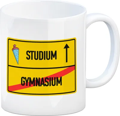 Produktbild von Studium Ortsschild Kaffeebecher zum Studienbeginn
