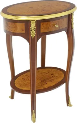 Produktbild von Casa Padrino Barock Beistelltisch Dunkelbraun / Hellbraun / Gold 50 x 35 x H. 75 cm - Ovaler Massivholz Tisch mit Schublade - Barock Wohnzimmer Möbel
