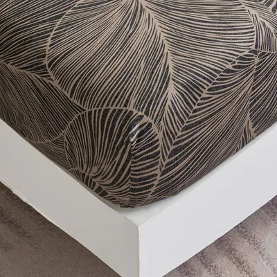 Produktbild von Bettlaken 200 x 220 cm, braun, tropische Blätter, Polyester-Mikrofaser, für Schlafzimmer