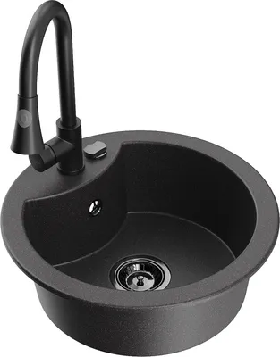 Produktbild von Mexen Diego 1-Becken-Granit-Spüle mit Mischbatterie Elia, Schwarz gesprenkelt - 6512-76-670101-70-B