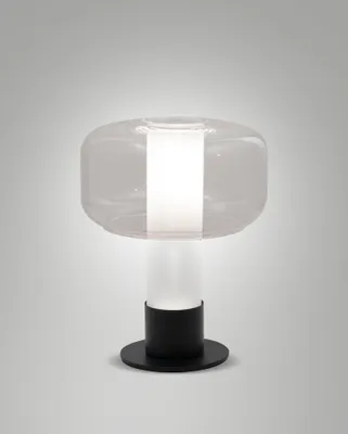 Produktbild von Nachttischlampe Metall Glas Ø 22 cm rund 28 cm Schwarz E14 Modern Tischlampe