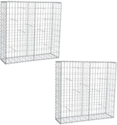 Produktbild von Gabionen 100 x 100 x 30 cm 2er Set Stein Korb Draht Gitter Metall Sichtschutz