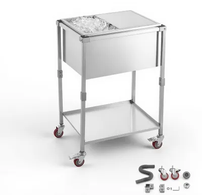 Image de Glacière en acier inoxydable - Capacité de 42,4 litres - Sur roues - Idéale pour les terrasses et les fêtes