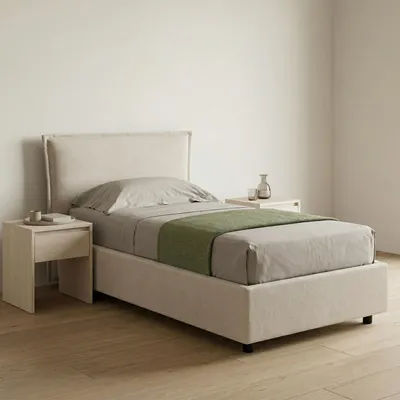 Image de Atrelmo - Lit Simple, Beige, Matelas Inclus  Italy