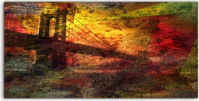 Produktbild von Coloray Canvas 140x70  Wandbild Leinwand Bilder Foto Kunstdruck Stadt Manhattan Brücke