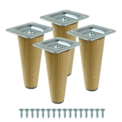 Produktbild von Möbelbeine aus lackierter Eiche, gerade Form, 8 cm, Montagefertiges Set, 4 Stück mit Schrauben