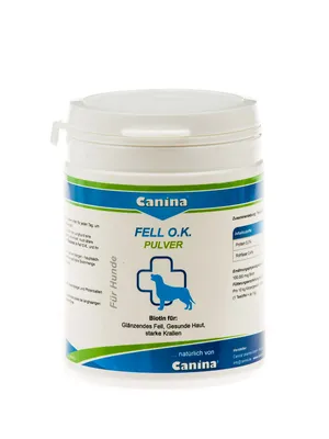 Produktbild von Canina Fell O.K., Hund, Puder, Haut & Haarkleid, Universal, Vitamin H (Biotin), Topf