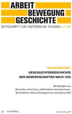 Image de Arbeit - Bewegung - Geschichte. Zeitschrift für historische Studien 2026/I
