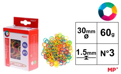 Obrázek produktu pro Gumki recepturki kolorowe 30 x 1,5 mm 60 g