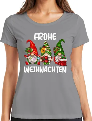Produktbild von Frohe Weihnachten Wichtel Elf Gnome Zwerge - Weihnachten Xmas Christmas Damen T-Shirt, Grau, M