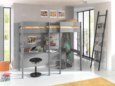 Image de Vipack Lit surélevé Oliver avec tablette écritoire