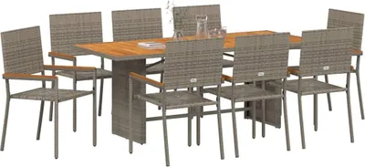 Produktbild von vidaXL Garten Essgruppe 9 pcs Grau Poly-Rattan