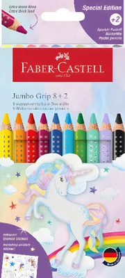 Immagine prodotto di Matite colorate Faber-Castell Jumbo GRIP - edizione Unicorno - cofanetto 8+2