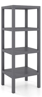 Produktbild von 4-stöckiges Kunststoff-Regal, Grau, 38 x 32,5 x 99 cm
