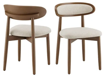 Image de Lot de 2 Chaises de Salle à Manger en Bois Massif, Chaises Scandinaves avec Dossier Ergonomique et Assise Rembourrée, Confortable avec Support