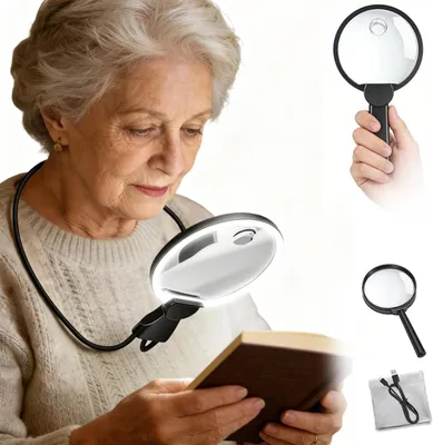 Produktbild von Lupe mit Licht, akkubetrieben, Schwanenhals, HD Vergrößerung, zum Lesen
