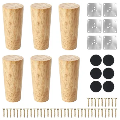 6 Holz-Möbelfüße 10 cm, konisch