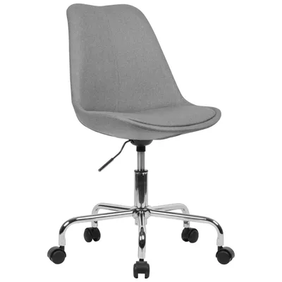 Produktbild von Schreibtischstuhl Hellgrau Stoff | Design Drehstuhl mit Lehne | Arbeitsstuhl mit 110 kg Maximalbelastung | Schalenstuhl mit Rollen | Stuhl drehbar