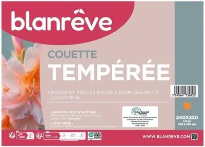 Image de Couette BLANREVE, 240 x 220 cm, Tempérée, Microfibre légère 83g/m², Motifs imprimés
