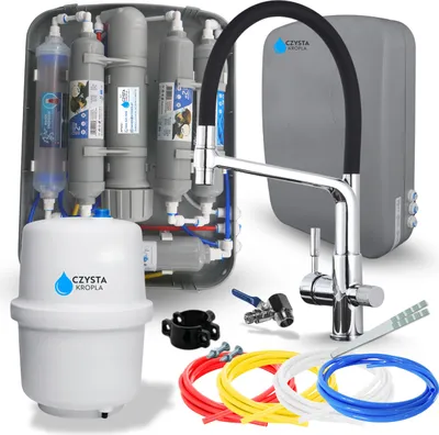 Produktbild von Küchenarmatur Ari Flexible mit Wasserfilter Anschluss, 7 Stufig Umkehrosmose Wasserfilter RO7 Slim, Chrom