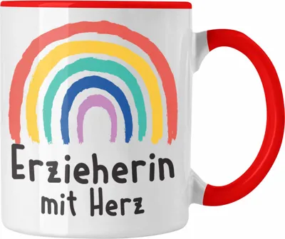 Produktbild von Trendation - Erzieherin Tasse Geschenk mit Herz Geschenke Abschiedsgeschenk mit Spruch Kaffeetasse Kindergärtnerin (Rot)