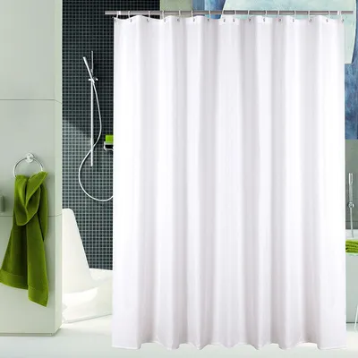 Image de Rideau de douche imperméable, résistant à la moisissure et à l'humidité Doublure de rideau de couleur pour salle de bain avec crochets, 180×200cm, Blanc