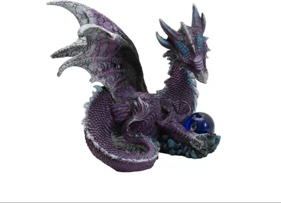 Produktbild von Gothic Deko Figur Drachen Skulptur mit Glas Kugel Skull Sensemann Gecko Lurch