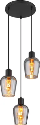 Produktbild von Hängeleuchte, 3-Flammig, Glas, rauch schwarz, H 150 cm