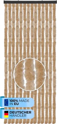 Produktbild von Flauschvorhang (56x185 cm) Türvorhang "Beige" als Insektenschutz für Balkon, Terrasse oder Wohnmobil, Wohnwagen, Pavillon