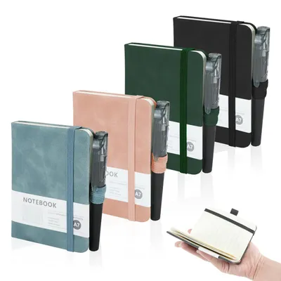Produktbild von Notizbuch Klein A7 Hardcover 4er Set mit Stift 200 Seiten 11x8cm
