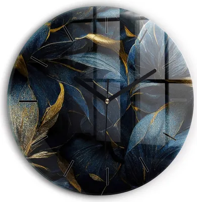 Produktbild von Wallfluent Wanduhr – Stilles Quarzuhrwerk - Uhr Dekoration Wohnzimmer Schlafzimmer Küche - Zifferblatt mit Striche - schwarze Zeiger - 30 cm - Dekorative Blumen