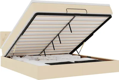 Zdjęcie produktu dla vidaXL Łóżko otomana z materacem kremowe 180x200 cm tkanina