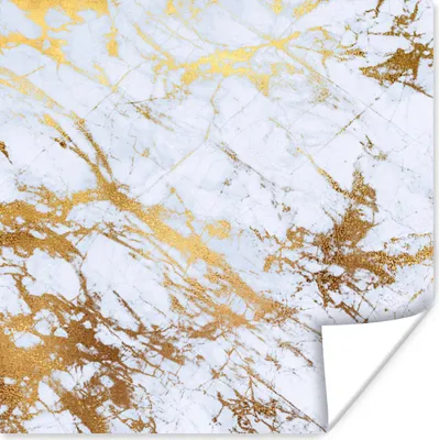 Produktbild von MuchoWow® Poster Marmor - Gold - Weiß 50x50 cm - Wohnzimmerdekoration
