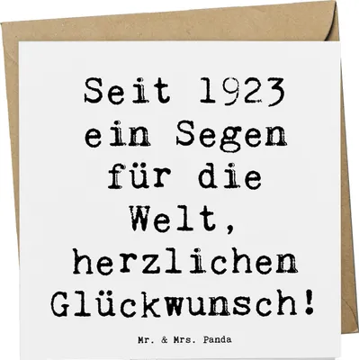 Produktbild von Mr. & Mrs. Panda Deluxe Karte Spruch 1923 Geburtstag Segen - Weiß - Geschenk, Glückwünsche, ein für die Welt, Geburtstagsgeschenk, Happy Birthday, Glückwunsch, faltkarte