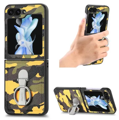 Obrázek produktu pro Pro Samsung Galaxy Z Flip5 5G Kamuflážní ochranné pouzdro s držákem na prsten Pouzdro Kryt