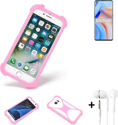 Produktbild von K-S-Trade Bumper + Kopfhörer kompatibel mit Oppo K7x Handy Hülle Schutzhülle Silikon Schutz Hülle Cover Case Silikoncase Silikonbumper TPU