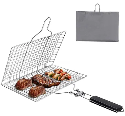 Image de Omgoods - Grille en acier inoxydable - Idéale pour les steaks, les poissons et les légumes