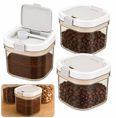 Produktbild von Kaffeedosen 3er Set luftdicht 800ml – Mit Löffel, stapelbar, BPA-frei | Vorratsdosen für Kaffee & Tee