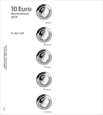 Produktbild von Lindner 1110-1 Vordruckblatt karat für 10€-Sammlermünzen mit Polymerring: Deutschland 2019