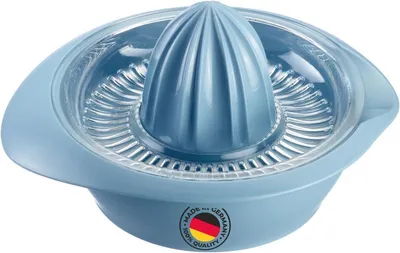 Zitronenpresse mit Saftbehälter 0,5L - Manuelle Saftpresse für Zitronen, Limetten und Orangen - Blau