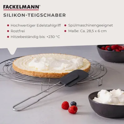 Produktbild von Fackelmann Teigschaber, Teigspachtel aus Silikon, Teigspatel zum Verstreichen und Ausschaben (Farbe: Silber/Schwarz)