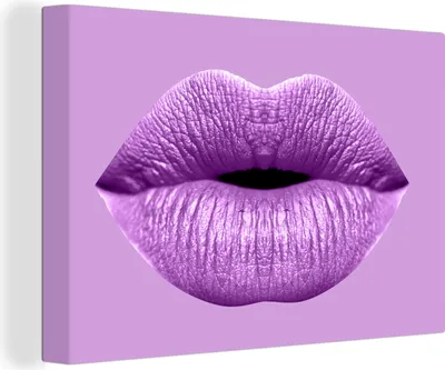 Produktbild von OneMillionCanvasses® - Leinwandbilder - 150x100 cm, Lippen - Pastell - Lila, Wandbilder Kunstdruck Wanddekoration