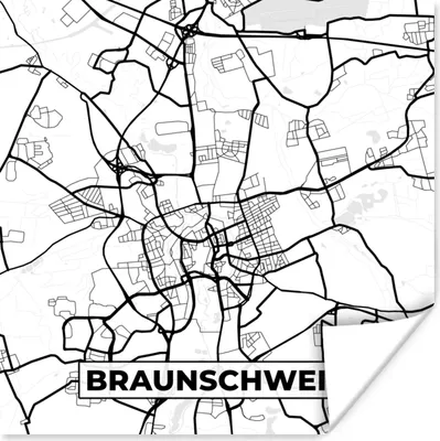 Produktbild von MuchoWow® Poster Braunschweig - Stadtplan - Karte 75x75 cm - Wand Dekoration