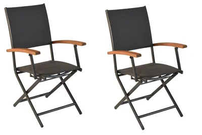 Produktbild von Merxx Gartensessel Paxos 2er Set, klappbar - Aluminium/Textil/Akazie
