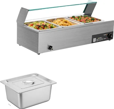 Obrázek produktu pro Elektrický ohřívač pokrmů, nerezová ocel, 3 pánve
