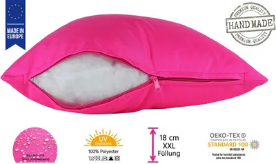 Produktbild von JACK 50x50cm Outdoor Lounge Kissen Dekokissen inkl. XXL-Füllung Wasserabweisend Sitzkissen Garten Stuhl Lotus Effekt, Farbe:Pink