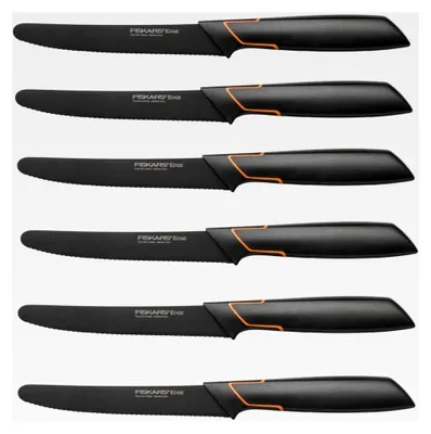 Produktbild von 6 Stück Tafelmesser - Tomatenmesser Edge mit Wellenschliff rostfrei - modernes Design - schwarz