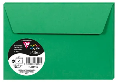 Obrázok produktu pre Clairefontaine 26596C, C6 (114 x 162 mm), Zelená, 120 g/m², 162 mm, 114 mm, 20 kusov