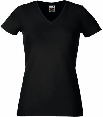 Produktbild von Fruit of the Loom - Lady-Fit V-Neck T - Black - XS